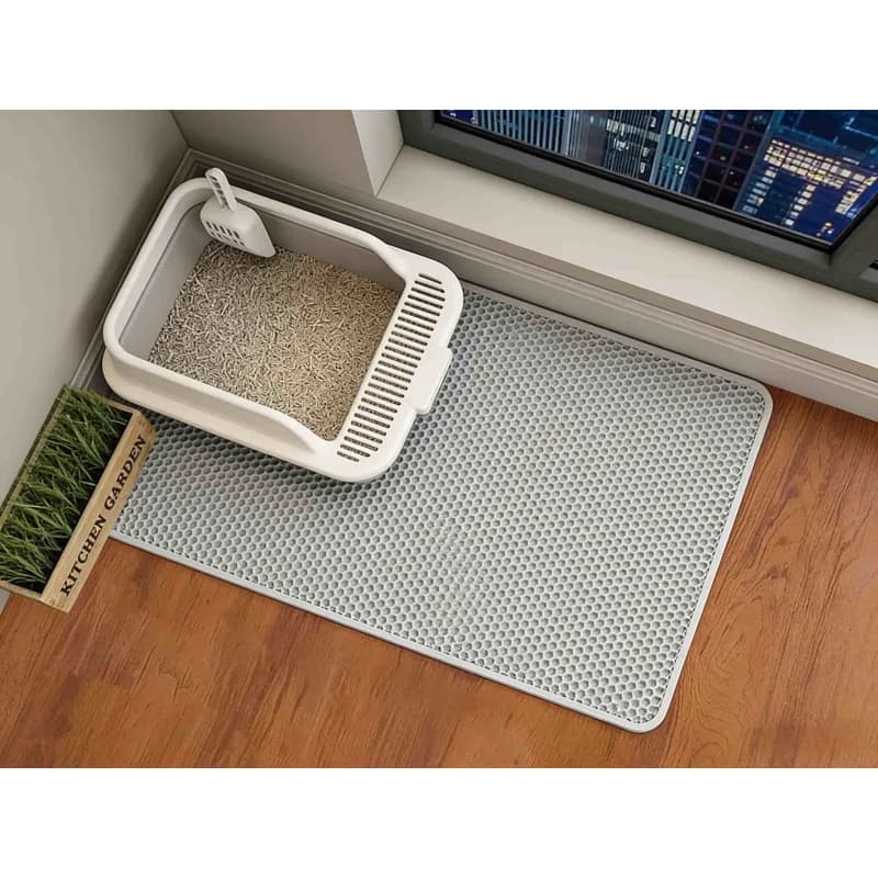 Tappetino per Lettiera Gatti a Doppio Strato, Design Anti-Schizzi, Resistente e Antiscivolo, Accessorio Essenziale per la Pulizia