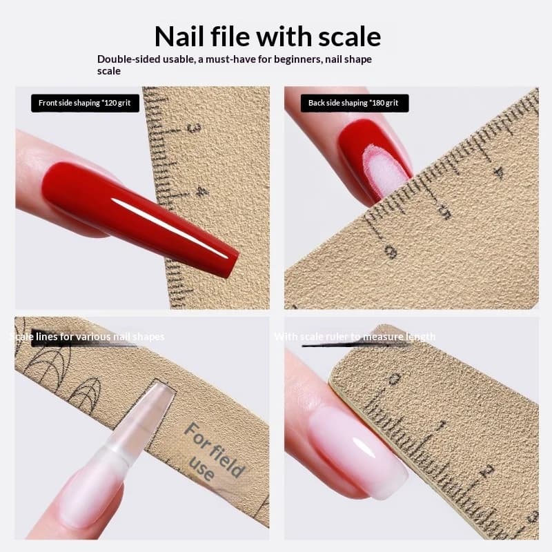 5/10pcs set Washable Ruler Nail File Set with Scale 120/180 Grit Double-Sided Sanding Nail File Durable Nail Sanding Bar Tools