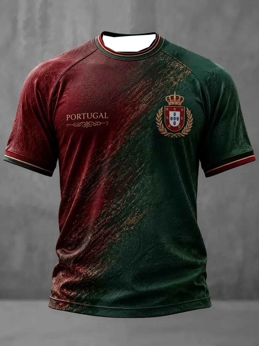 2026 New Portugal 3D Printing Football Jersey Family Matching Y2K T-shirt Suitable for Daily and Training Wear Quick Drying