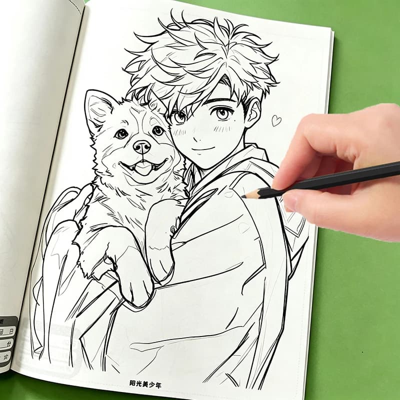 Anime Teen Boy Comic Hand Drawn Tracing Book,Entry Level Art Workbook Perfect for Hobbyists Learning Male Manga Figure Sketching