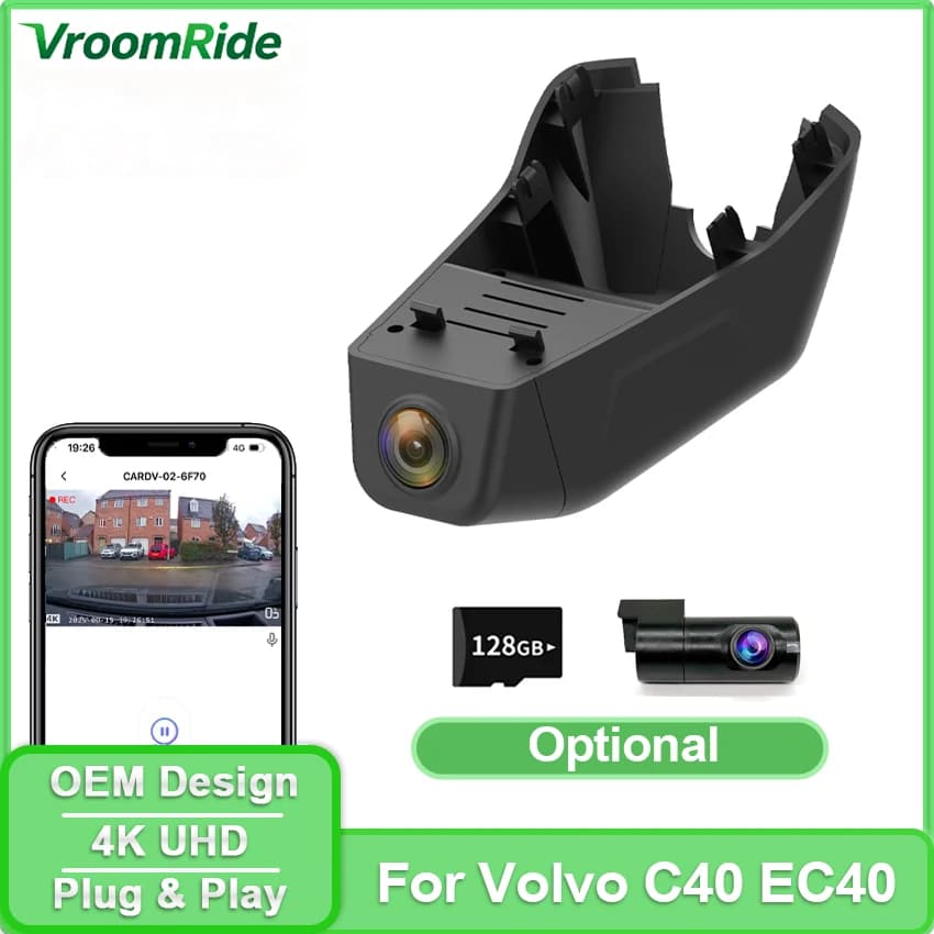 4K UHD Auto DVR Wifi Dash Cam Video recorder Simple installation for Volvo C40 EC40 2022 2023 2024 2025 Car recorder