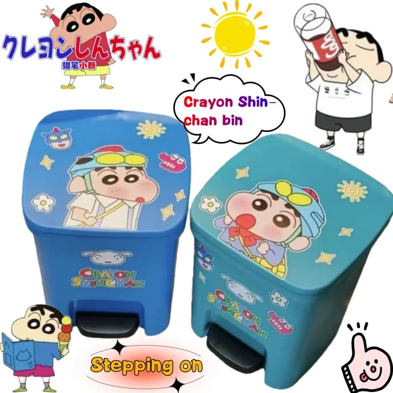Crayon Shin-chan Pattumiera Creativa di alto valore Stampa di cartoni animati Secchio portaoggetti per piedi per camera da letto ispessito resistente alle cadute con coperchio