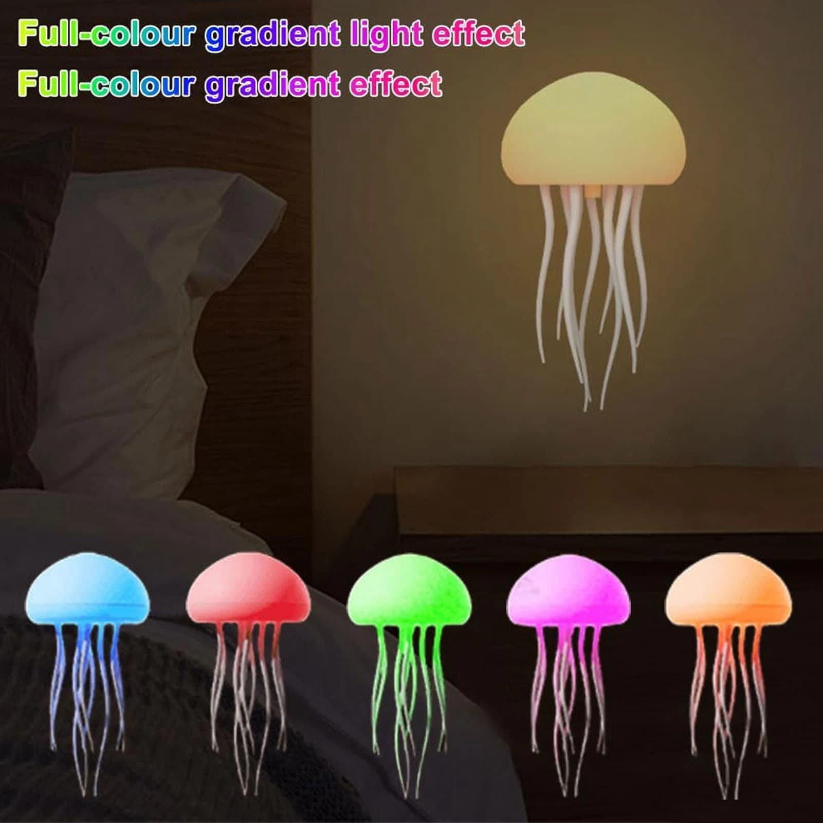 Lampada da tavolo ricaricabile con meduse Controllo vocale Adorabile lampada con meduse 9 tentacoli flessibili Gradiente RGB 1000mAh per camera da letto