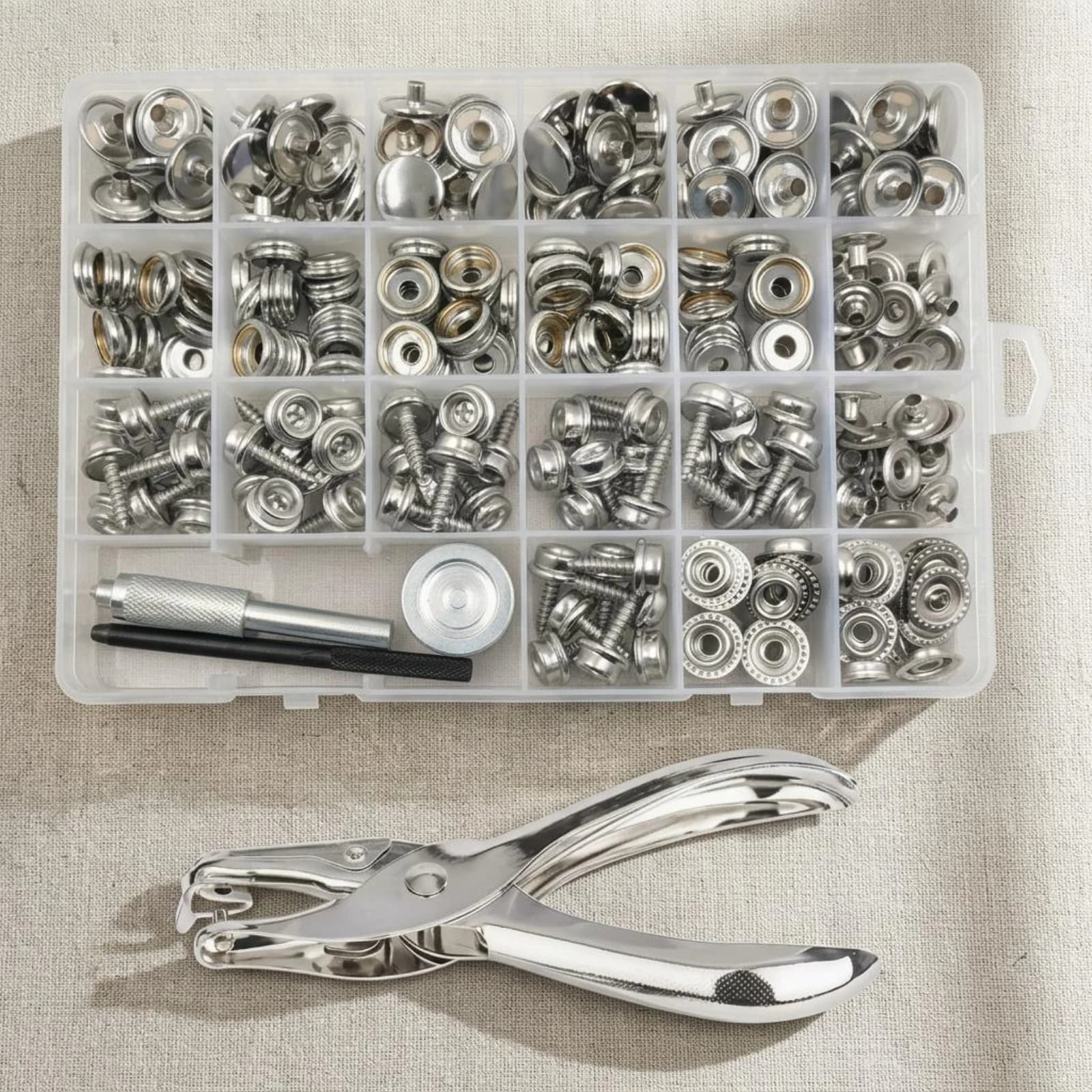 Metal Snap Fastener Kit Resistant Sewing Hardware Includes Matching Tools for Fabric Bag Backpack Fixes