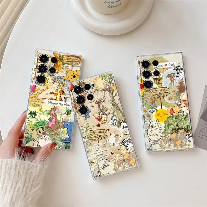 Transparent cover Vintage Winnie The Pooh for Samsung Galaxy S26 S25 Ultra S24 S22 S26 Plus S20 S23 S25 FE