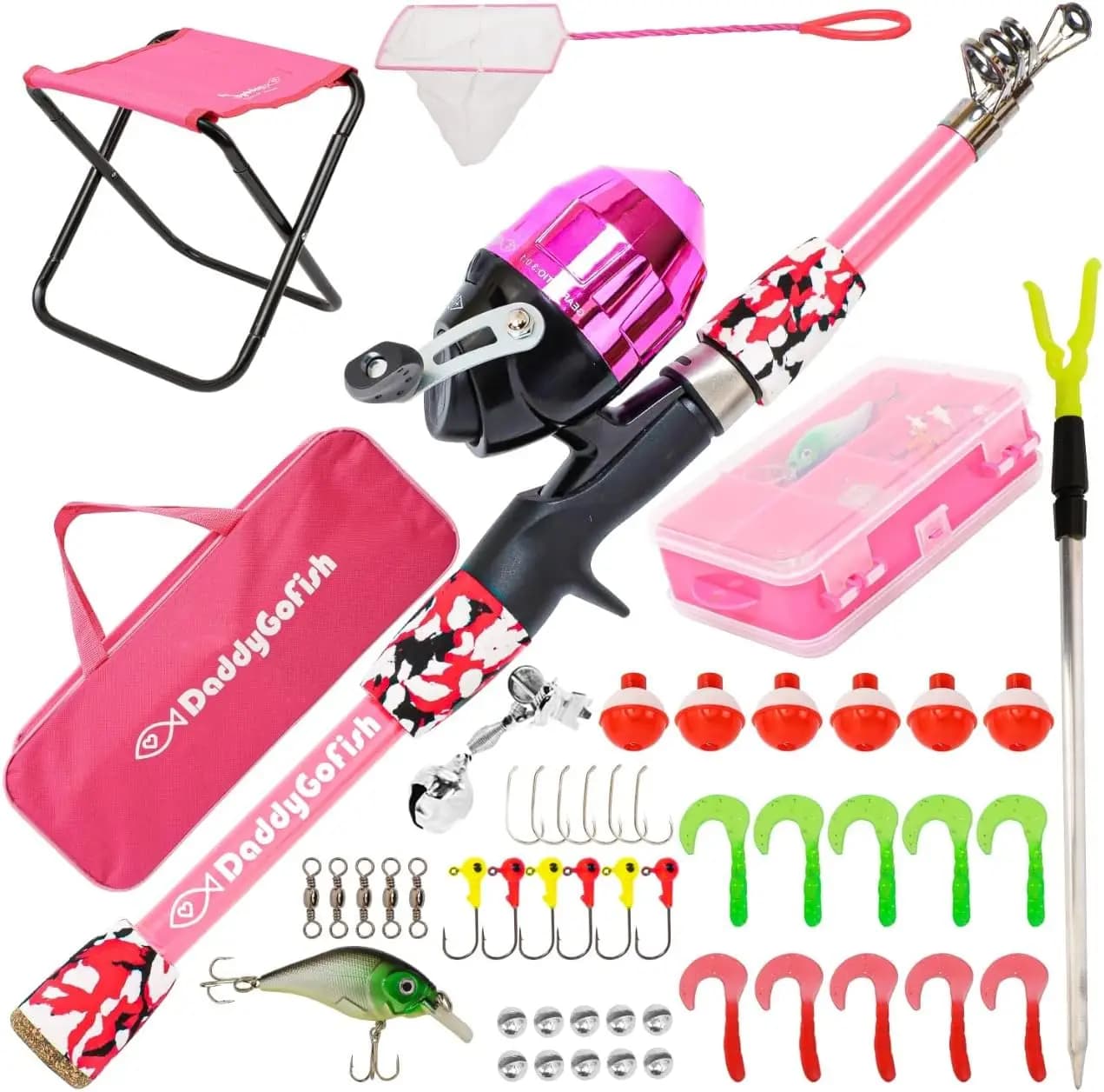 Children's Fishing Set with Canna and Mulinello, Beginner's Kit with Box Door Tools for Boys, Girls, Children and Young