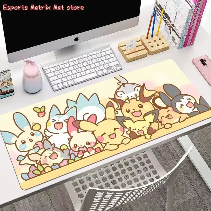 Tappetino per mouse Pokemon con tutti i personaggi, grande tappetino da scrivania antiscivolo per giochi, ufficio, casa