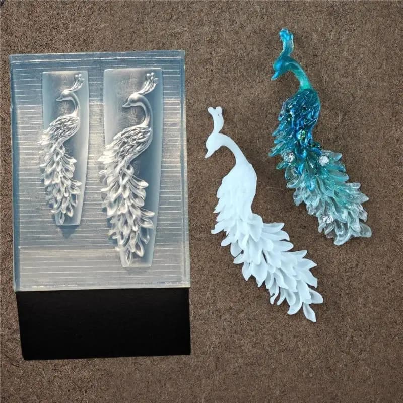 1Pcs 3D Peacock Silicone Nail Mold DIY Nail Art Decoration Transparent Manicure Mold For Nails Jewelry Crafts