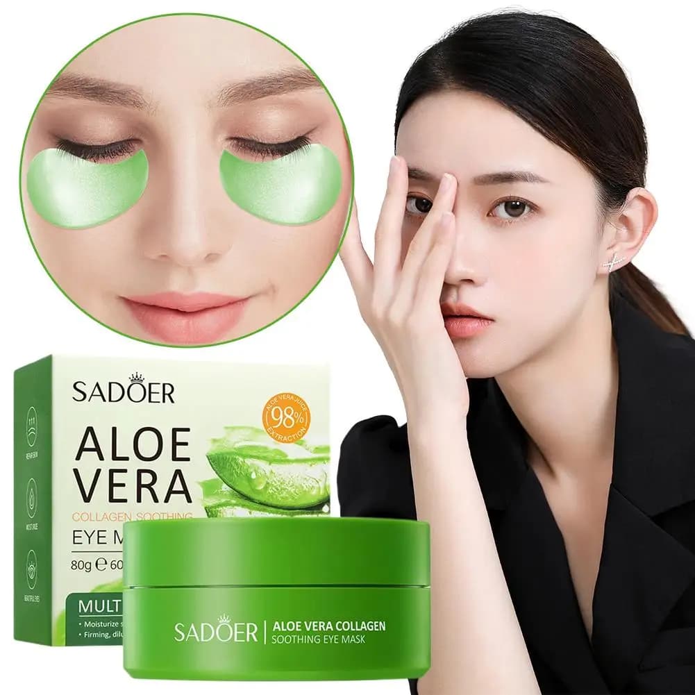 SADOER Aloe Vera Maschera per gli occhi al collagene Occhi Anti occhiaie Occhi Borse Idratante Idratante Anti-rughe Maschera per la secchezza Patch