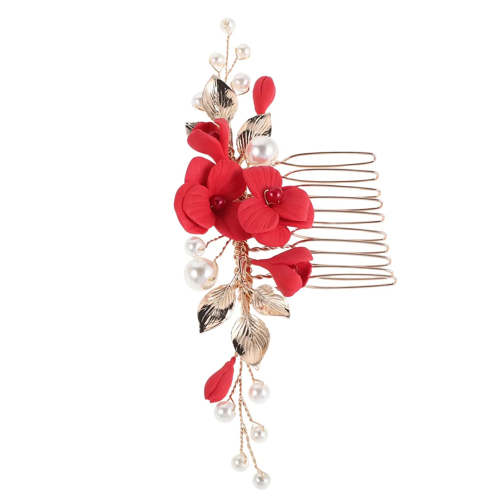 Blue Pearl Bridal Hair Comb Romantic Floral Wedding Hairpiece Secure Clip Wedding Styling Comb for Brides Bridesmaids Formal