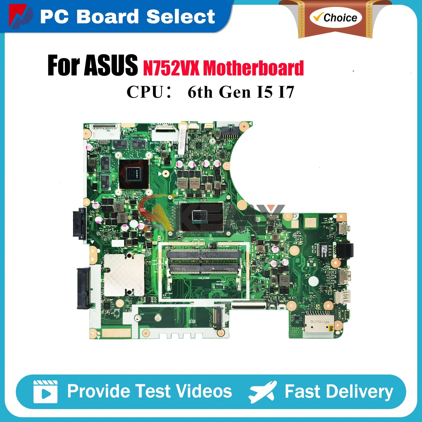 N752VX Scheda Madre Del Computer Portatile Per ASUS Vivobook N752VX N752V Scheda Madre Del Notebook Con I5 I7 CPU 100% test OK spedizione veloce stk
