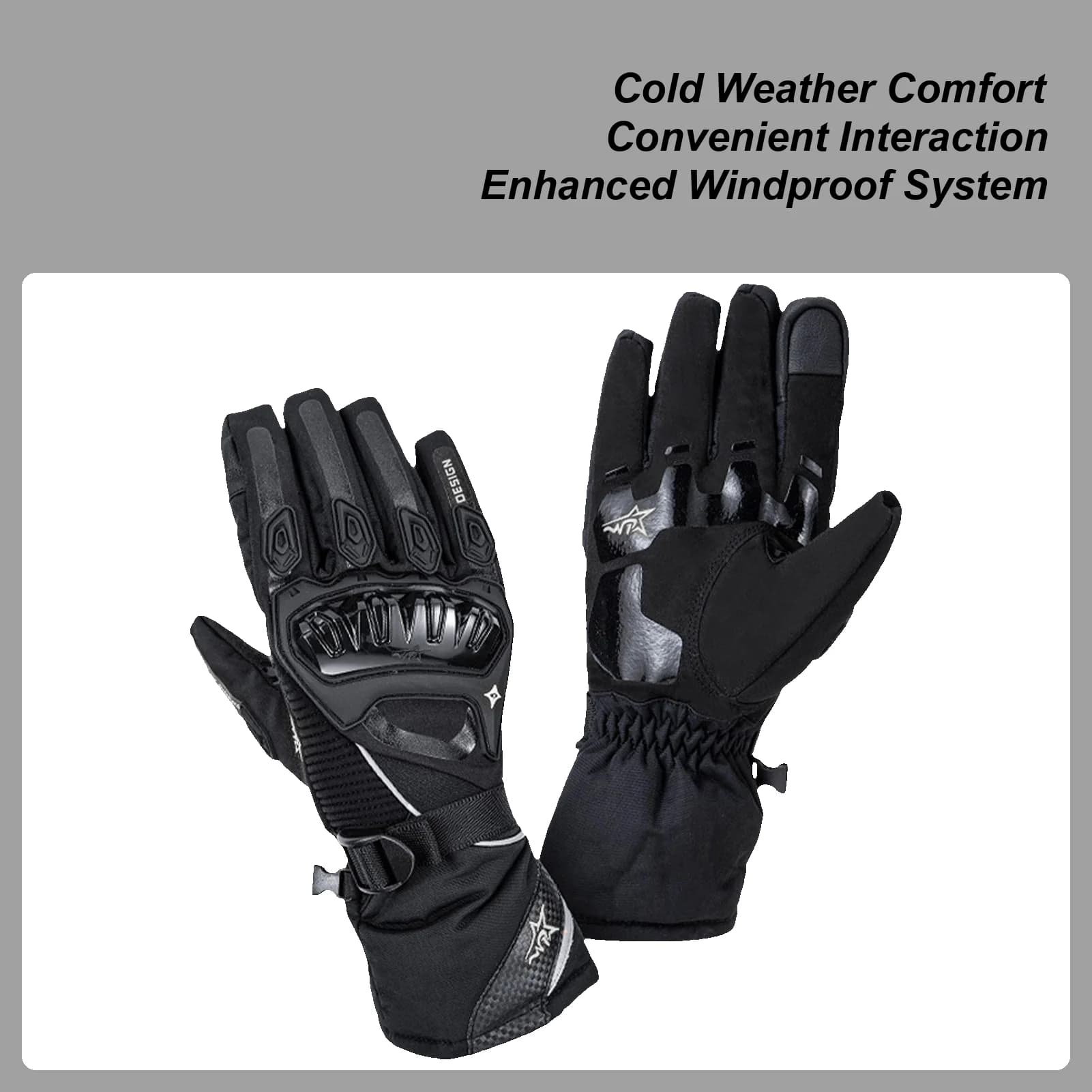 Guanti impermeabili caldi invernali da moto Guanti touchscreen caldi ergonomici per scooter con impugnatura antiscivolo ispessita antivento