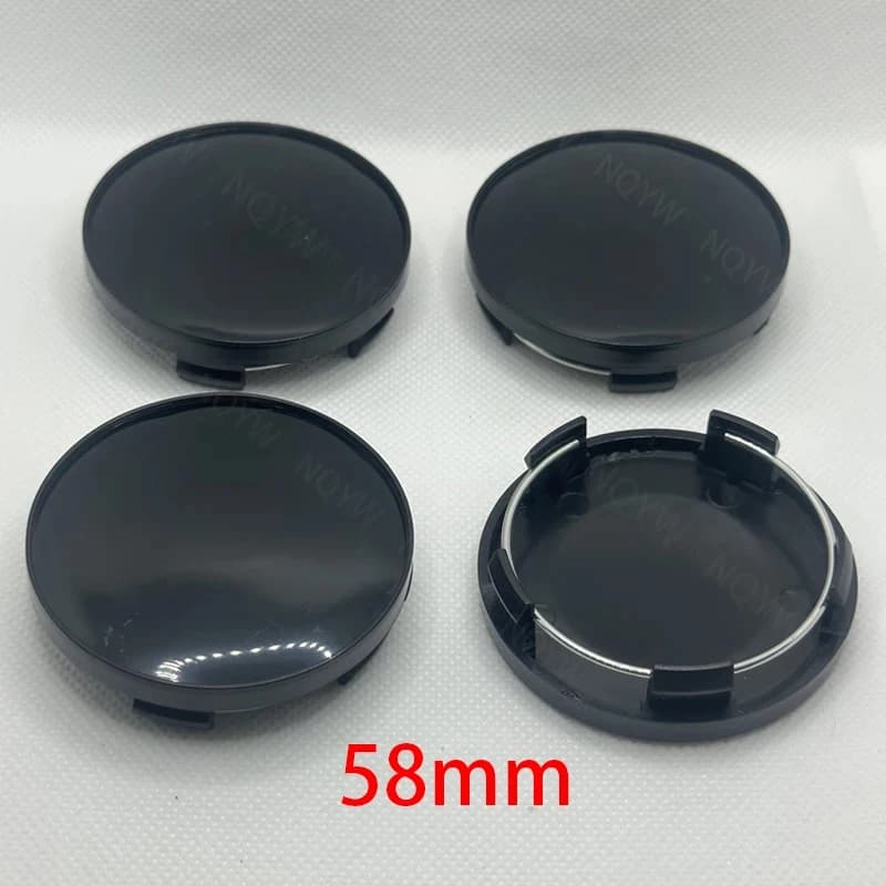 4 pz/set 58mm Coprimozzi per auto Coprimozzo per cerchione per auto Nero Argento Coprimozzo in ABS Coperture antipolvere Accessori per la modifica dell'auto