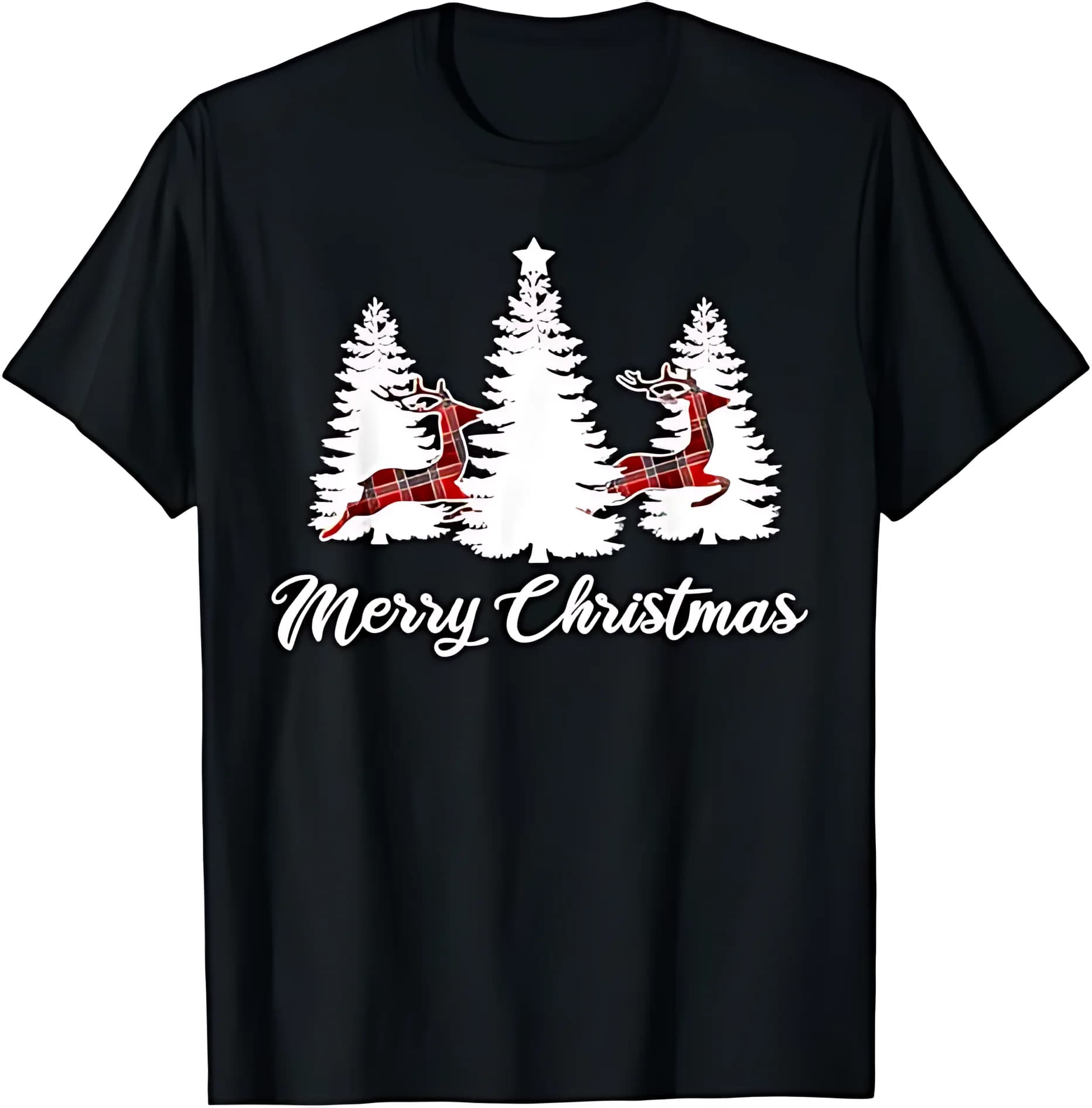 Camicia di buon Natale per donna T-shirt con albero di renna scozzese di bufalo S-3XL T-shirt di compleanno Regali divertenti per uomo lwf 180g