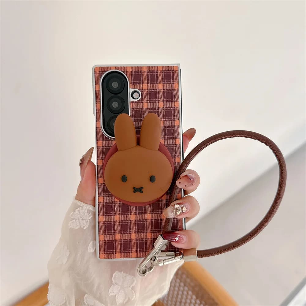 INS Square Magnetic Case for Samsung Galaxy Z Fold 7, Z Fold 6, Z Fold 5, Z Fold 4 with 3D Rabbit and MagSafe Support - Carin Cover