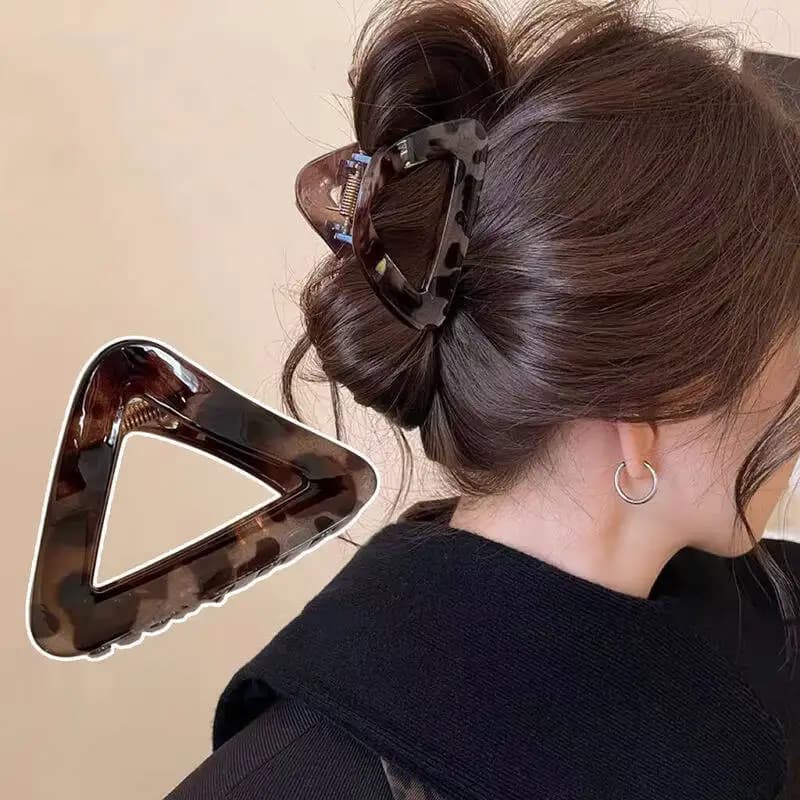 Geometric Triangle Large Hair Clips Crab Clamps Women Girls Leopard Horsetail Door Hair Clips Forcine Hair Accessories