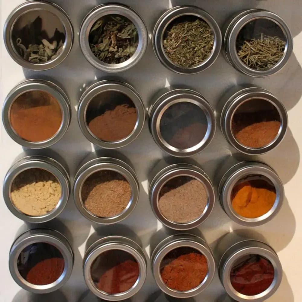 Barattoli per spezie magnetici, contenitori per barattoli di spezie in acciaio inossidabile, organizer per barattoli di spezie, nuovi organizzatori di condimenti di design da set da 9 pezzi