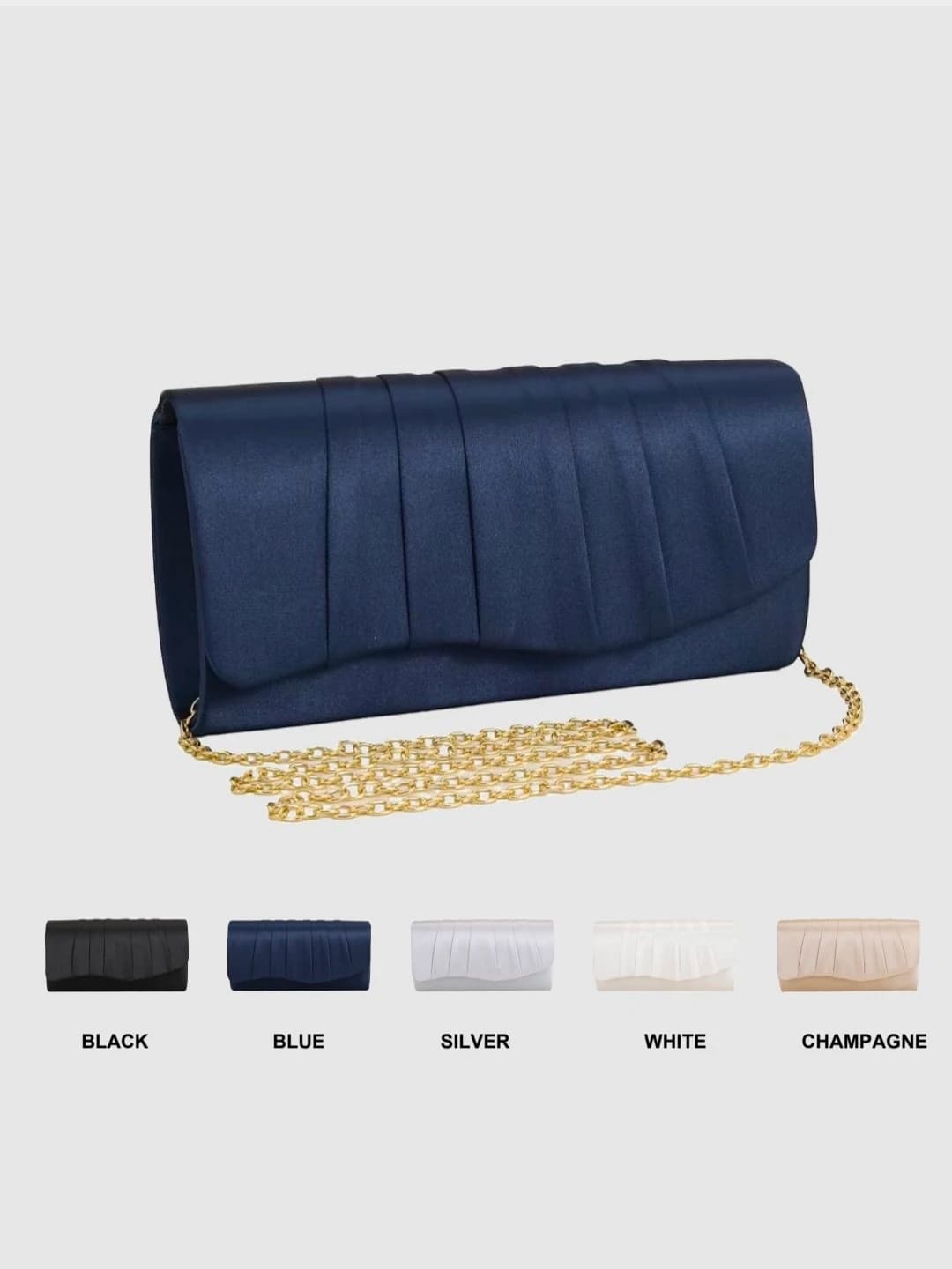 Borsa da pranzo da donna Borsa da sera con busta di lusso leggera per cena da festa in tinta unita pieghettata per ballo di fine anno, cena/banchetto