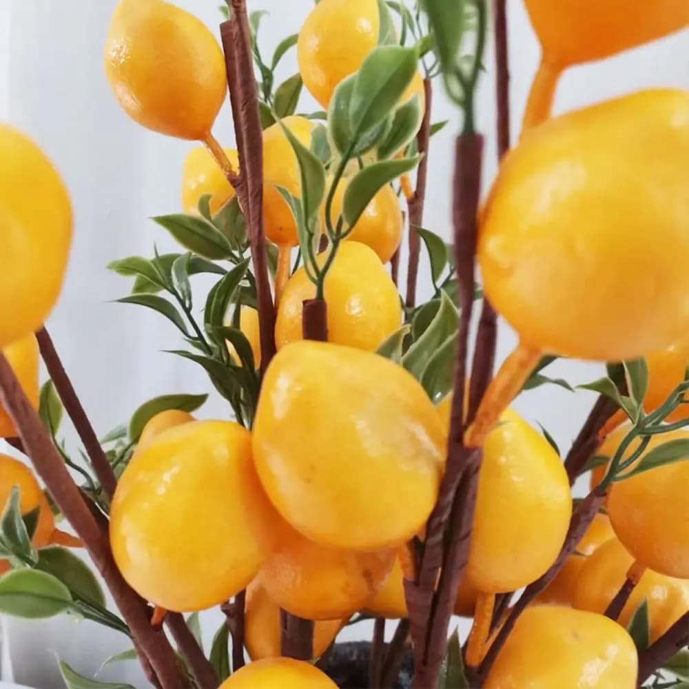 Ramo di Limone Artificiale in Plastica, Piante Verdi Finte per Fai-da-Te, Albero di Limoni Simulato in Stile Europeo, Piante Finte Realistiche