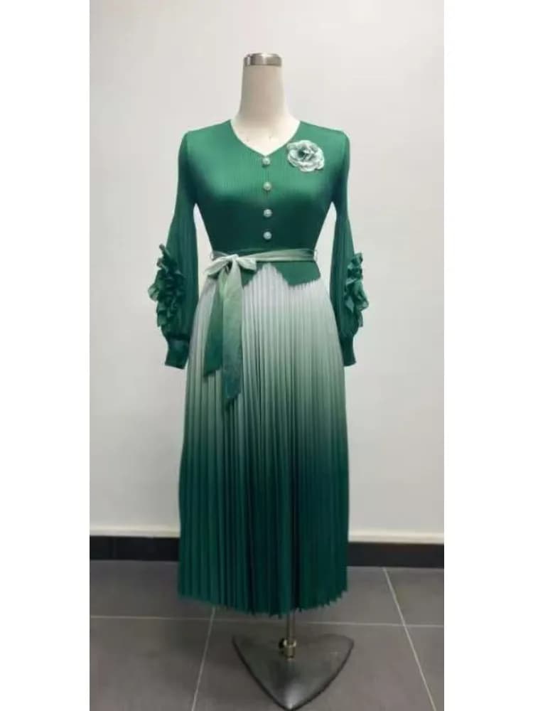 Abito Miyake Fashion Folds Semplice e Morbido con Sfumatura di Colore, Vestito a Pendolo, Abbigliamento Donna, Nuova Collezione Primavera 2026