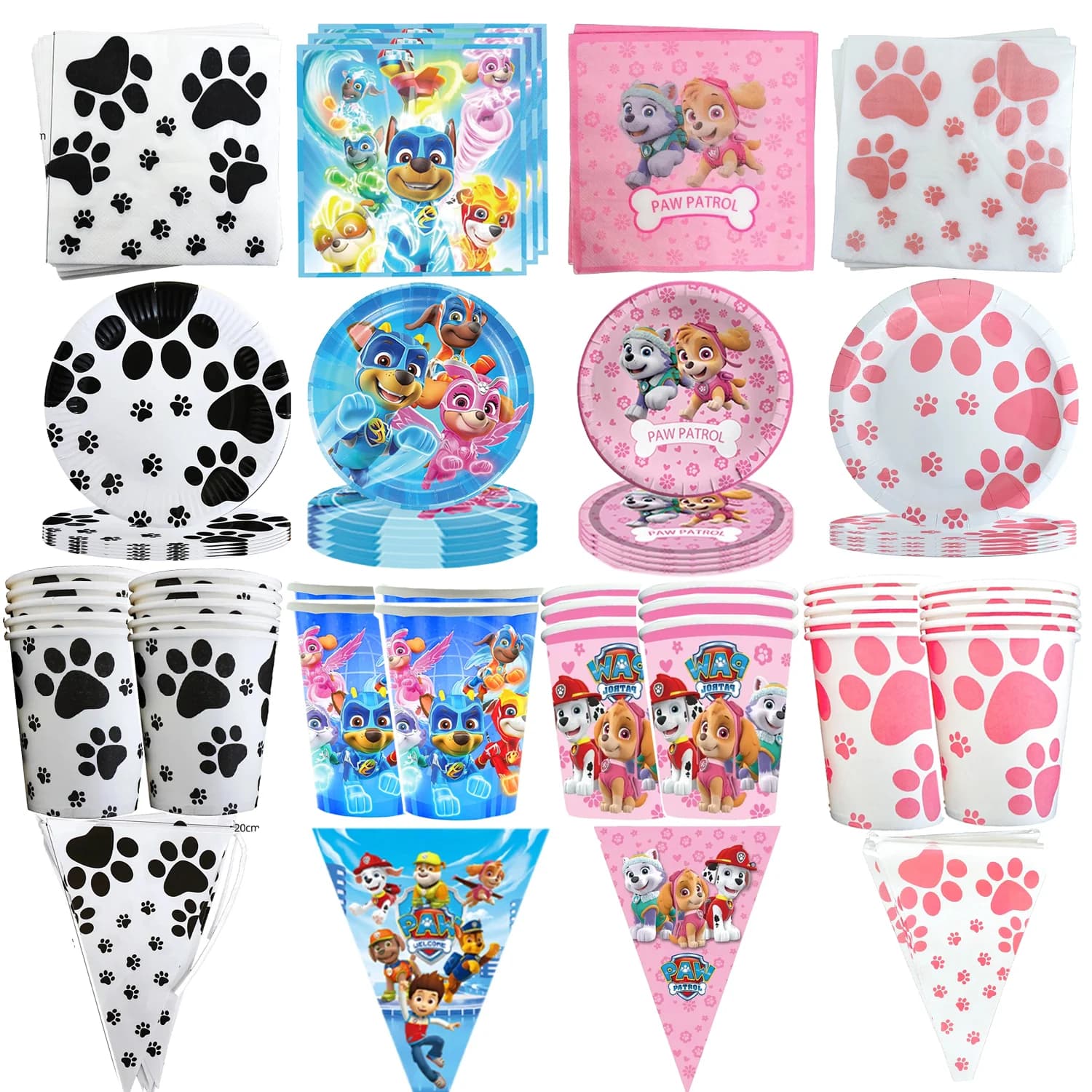 Paw Patrol Stoviglie usa e getta Skye Palloncini Tazza Piatto Tovagliolo Borsa regalo per cani Baby Shower Kid Girs Boy Party Supplies Giocattoli Regali