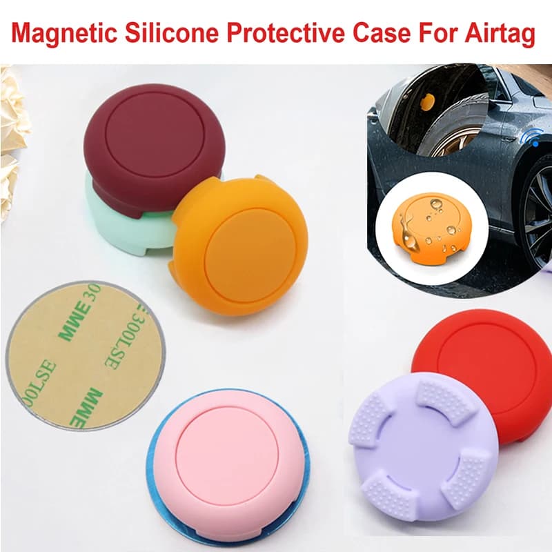 Custodia protettiva in silicone per Apple AirTag, magnetica, impermeabile, supporto per localizzatore GPS, montaggio nascosto per auto, bici, moto