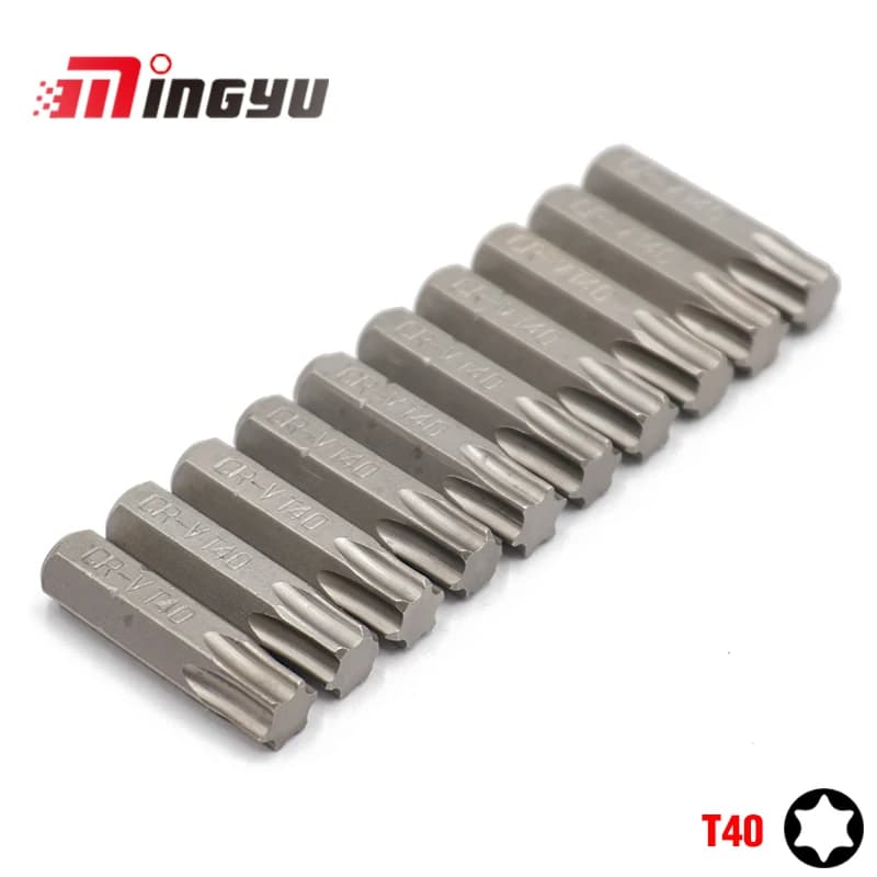 10pcs 25mm 1/4" Torx T40 Screwdriver Bit Set Repair Tools ScrewdriversKit Hex Shank Drill Bit For Power Household Hand Tools