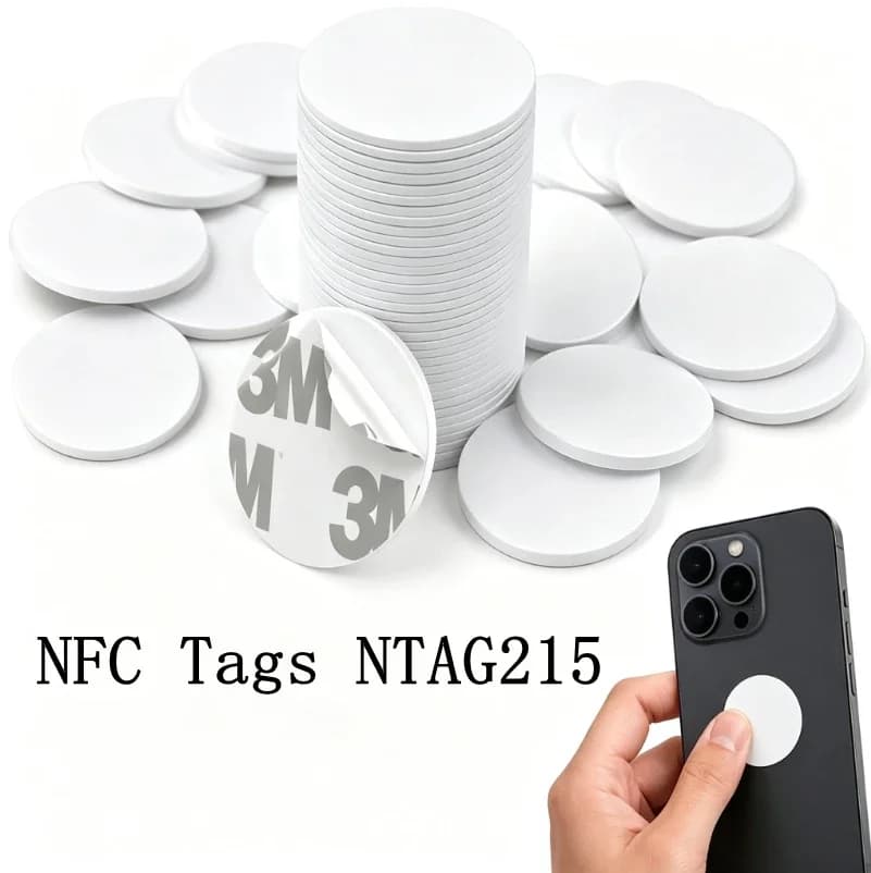 DIXSG NFC Ntag215 13.56MHz NFC Coin Bonding Card Badge ISO/EC14443A 25mm Waterproof PVC 215 Electronic Tags Round card