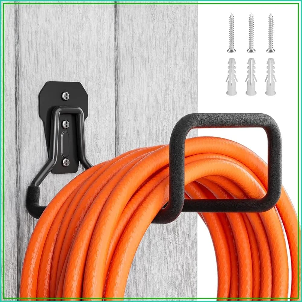 Metal Wall Support Garden Pipe Resistant - Organizer Robusto for Wrap with Hook for External Storage