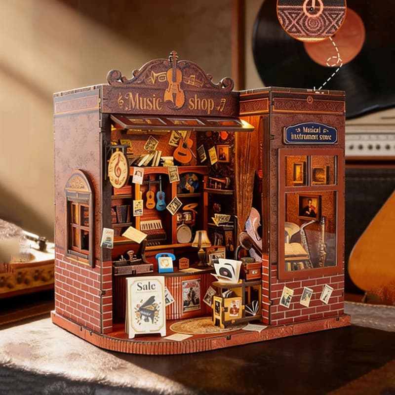 Casetta delle Bambole in Legno Fai da Te, Scatola Musicale a Tema Vie Storiche, Miniatura con Kit di Mobili, Modellino 3D da Assemblare, Giocattoli per Bambini e Adulti, Regalo di Compleanno