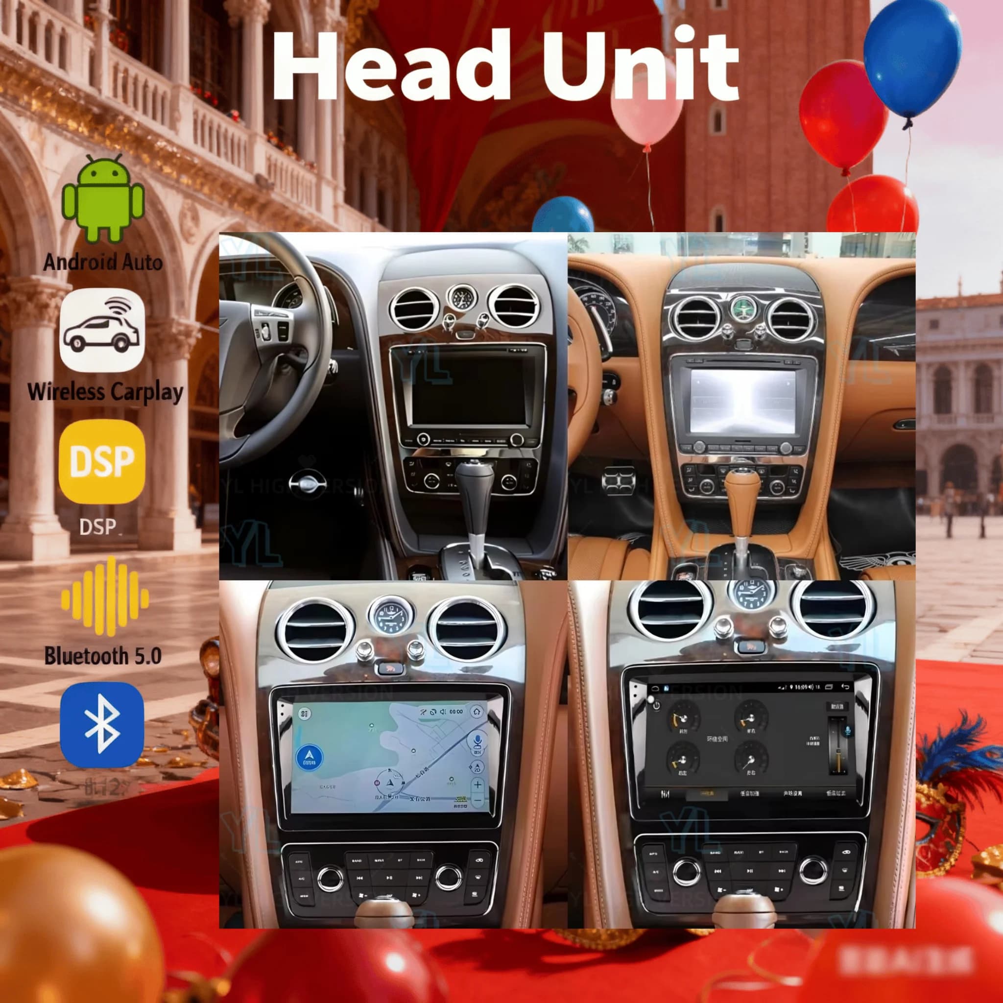 Autoradio Android 14.0 per Bentley Continental GT Flying Spur 2005-2019 con GPS, Bluetooth 5.0 e DSP - Lettore Multimediale Video
