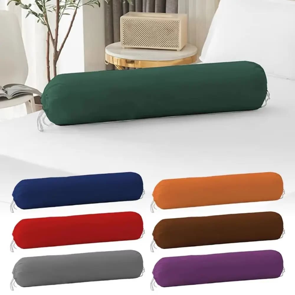 Neck Bolster Solid Color Cylindrical Pillowcase Washable Durable Headrest Pillow Cover Long Removable Pillow Sleeves Travel