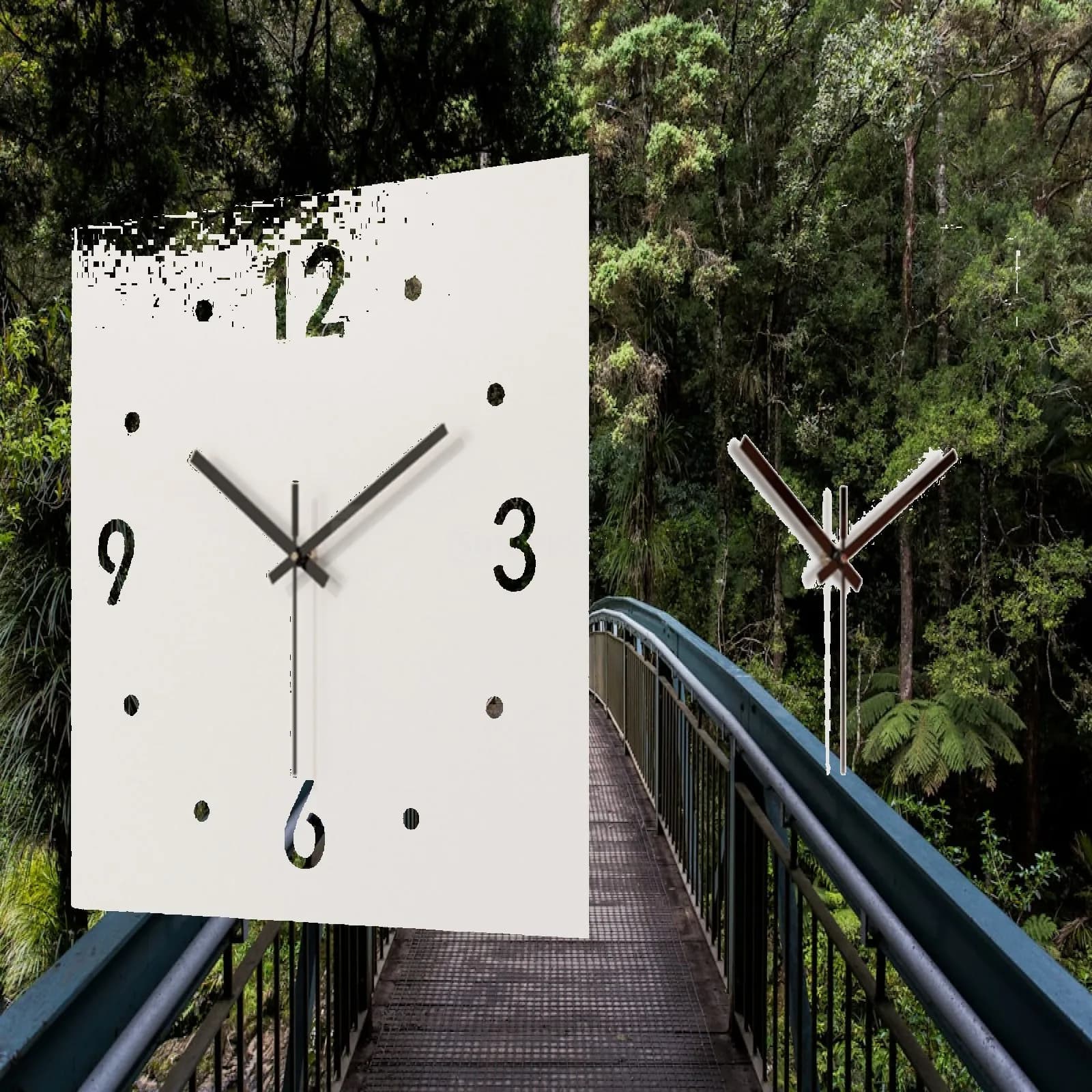 Silent Double Sided Wall Clock Creative Square Metal Hanging Decor for Kitchen Family Room Modern Office and Bedroom