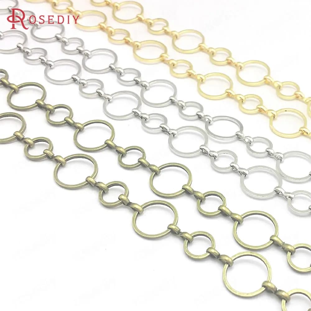 1 Meter 12MM+8MM Round Closed Rings Link Chains Brass Chains Handmade Necklace Chains Findings Diy Accessories