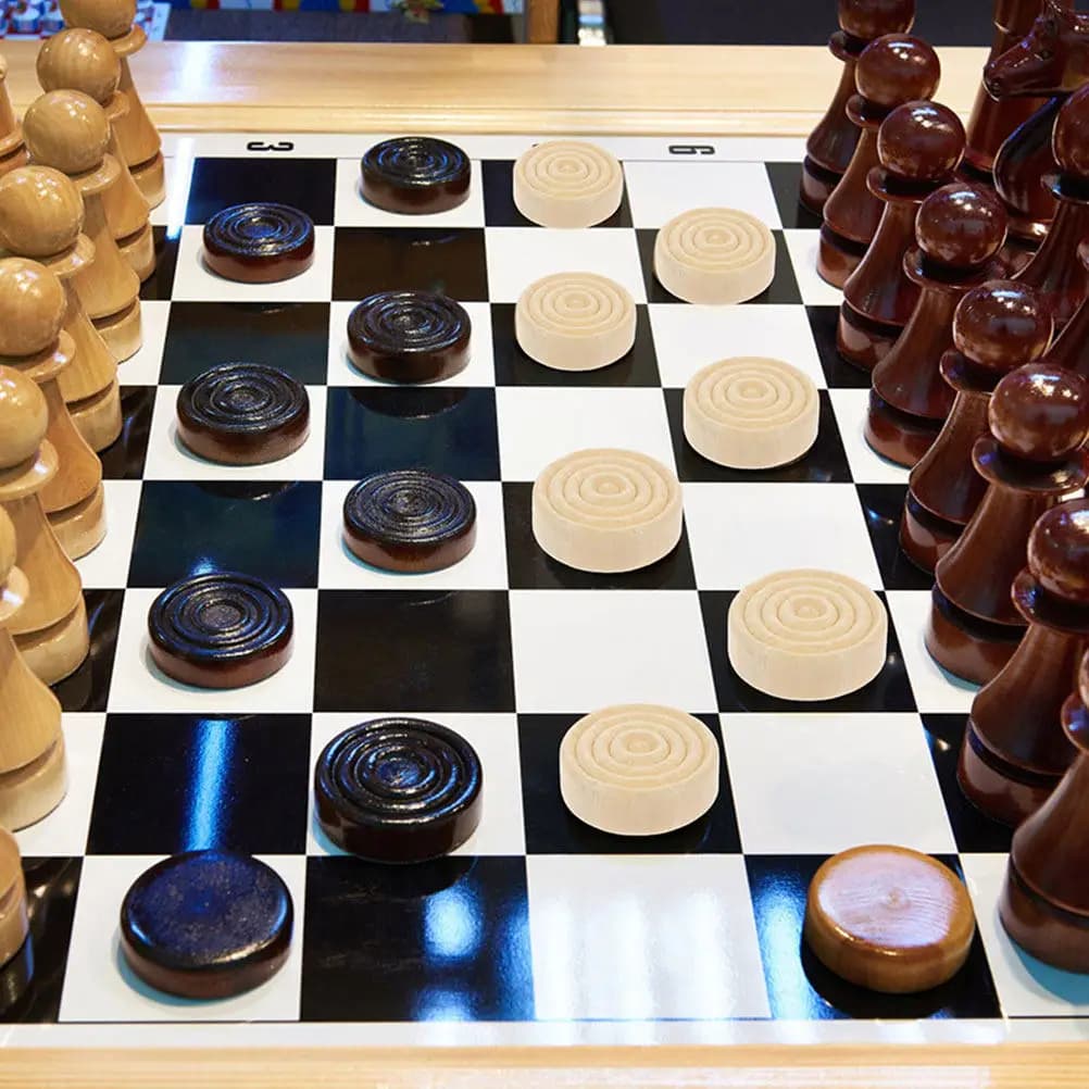 Set di 72 Pezzi in Legno per Backgammon e Scacchi, Superficie Liscia Rotonda, Accessori per Giochi da Tavolo