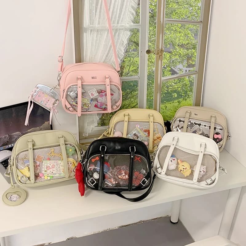 2025 nuove ragazze di moda carino Ita borsa giapponese JK uniforme borsa a tracolla finestra trasparente Anime Pin Display Itabag piccola borsa tote