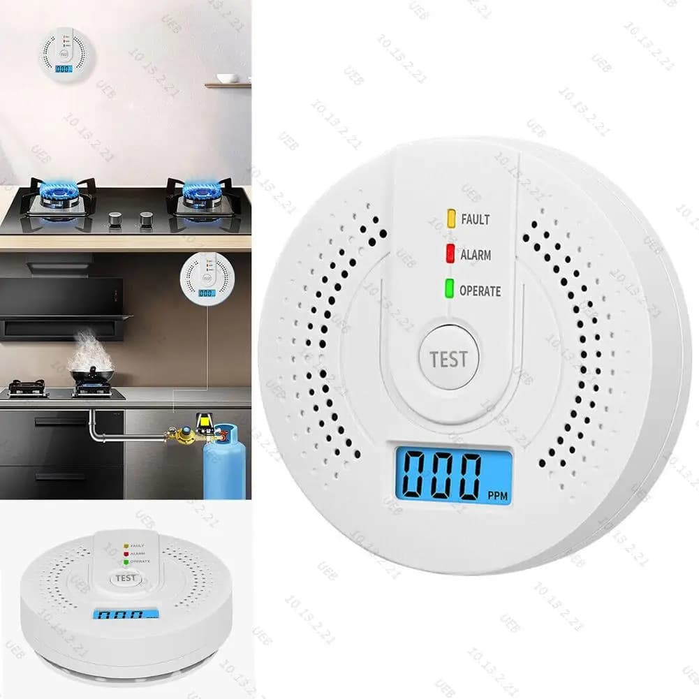 Allarme Digitale CO con Avviso Sonoro, Alimentato a Batteria, Sensore di Avvertimento con Indicatore LED, Rilevatore di Gas CO per Uso Domestico