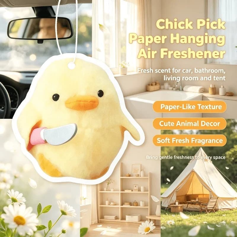 Car Air Freshener Cute Little Chick With Knife Hanging Scent Card for Car Interior Rearview Mirror Ornament Gift