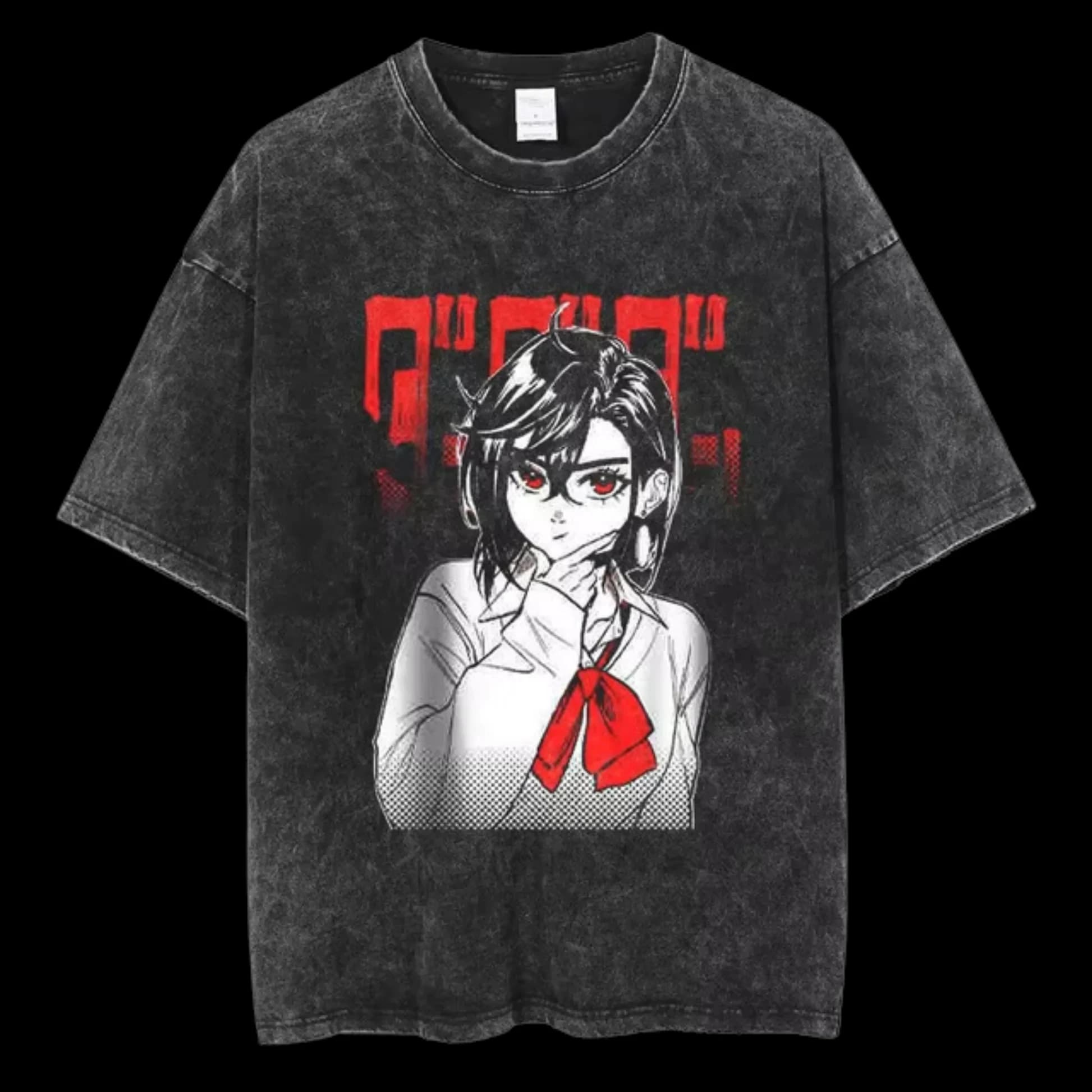 T-shirt Uomo Chainsaw Man Makima Devil Hunter Halo & Chains con Stampa Anime Vintage Lavata, Collezione Estiva 2026, Casual Streetwear Oversize