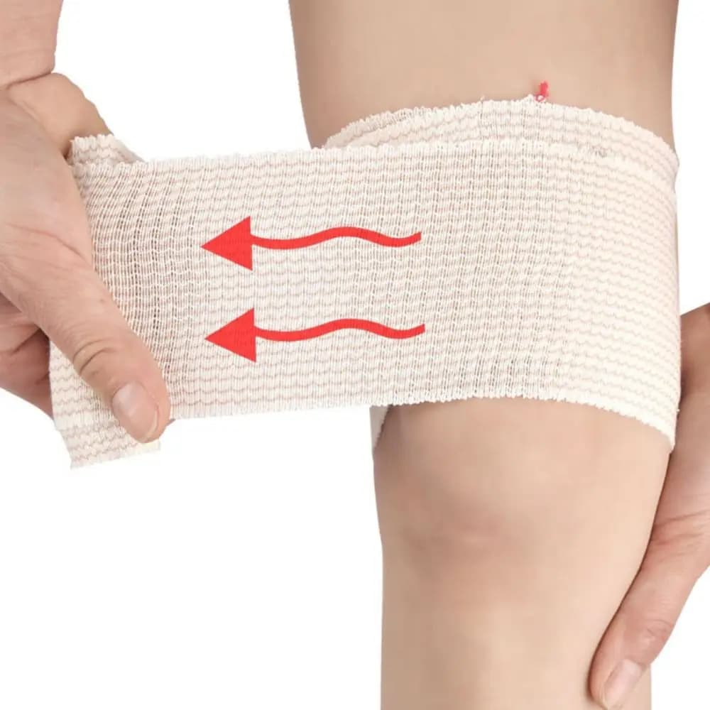 Benda Elastica Premium in Cotone Senza Lattice, Fasciatura Sportiva a Compressione Autosigillante Traspirante con Cinghia di Fissaggio