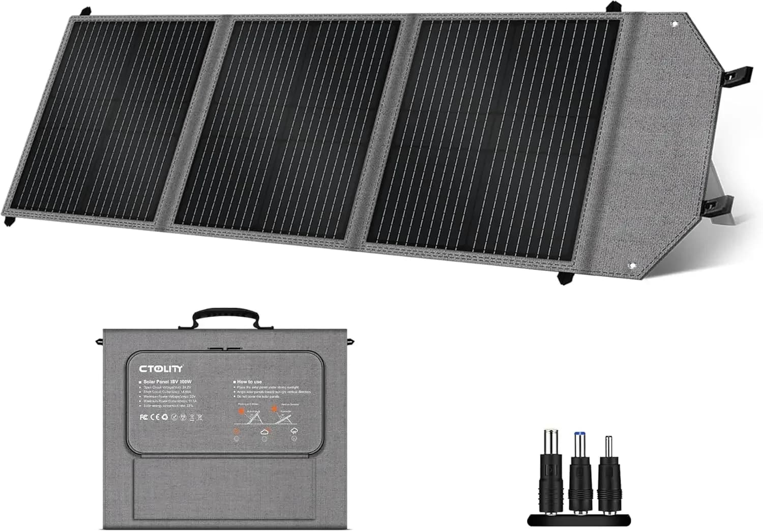Pannello solare portatile personalizzabile da 100W per campeggio, camper e nautica - Kit pannello solare pieghevole con supporto regolabile
