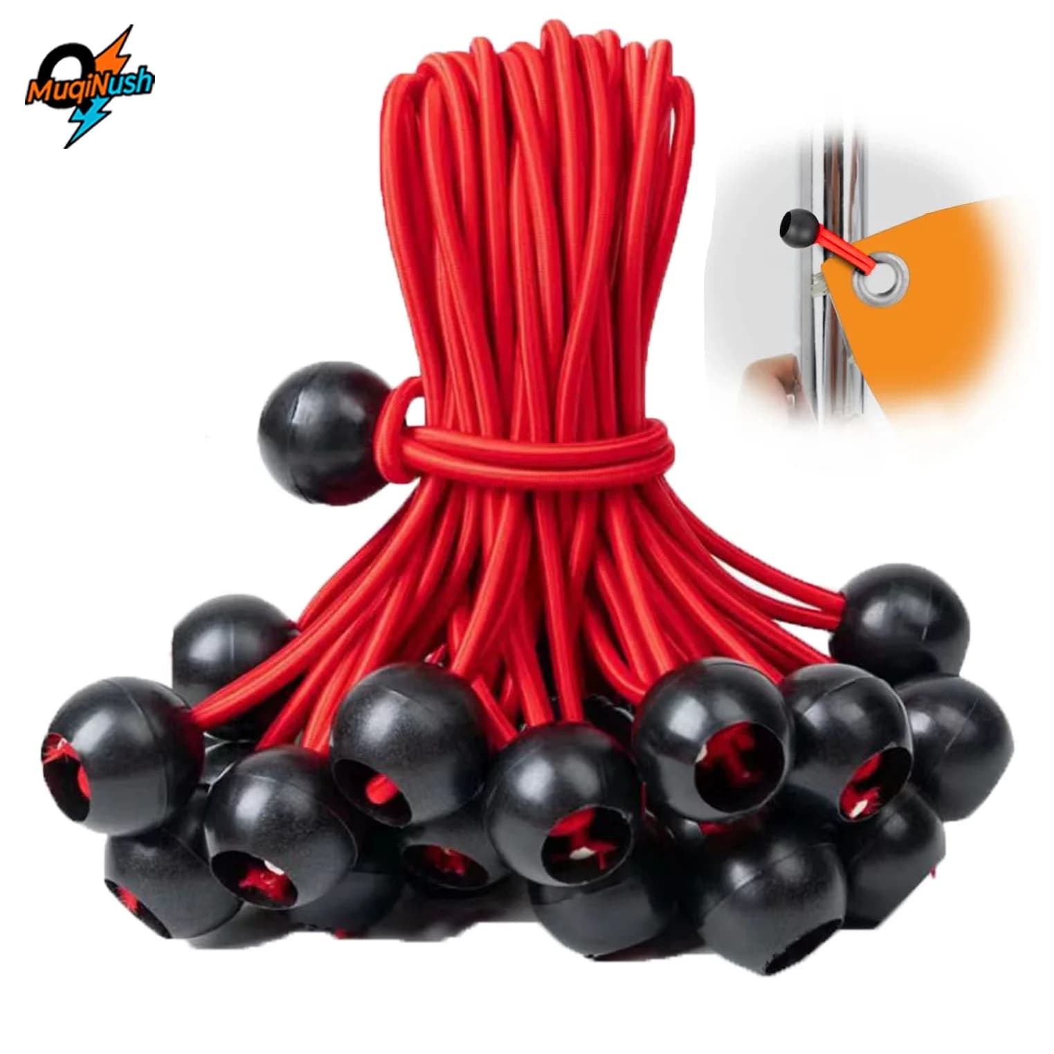 MuqiNush 50 Pezzi 4/6/8 "Loni a Sfera Elastica Canva Telone Asta della Bandiera Tie Cord Ends Corda Elastica in Pizzo Fisso Barca Pole Tenda da campeggio