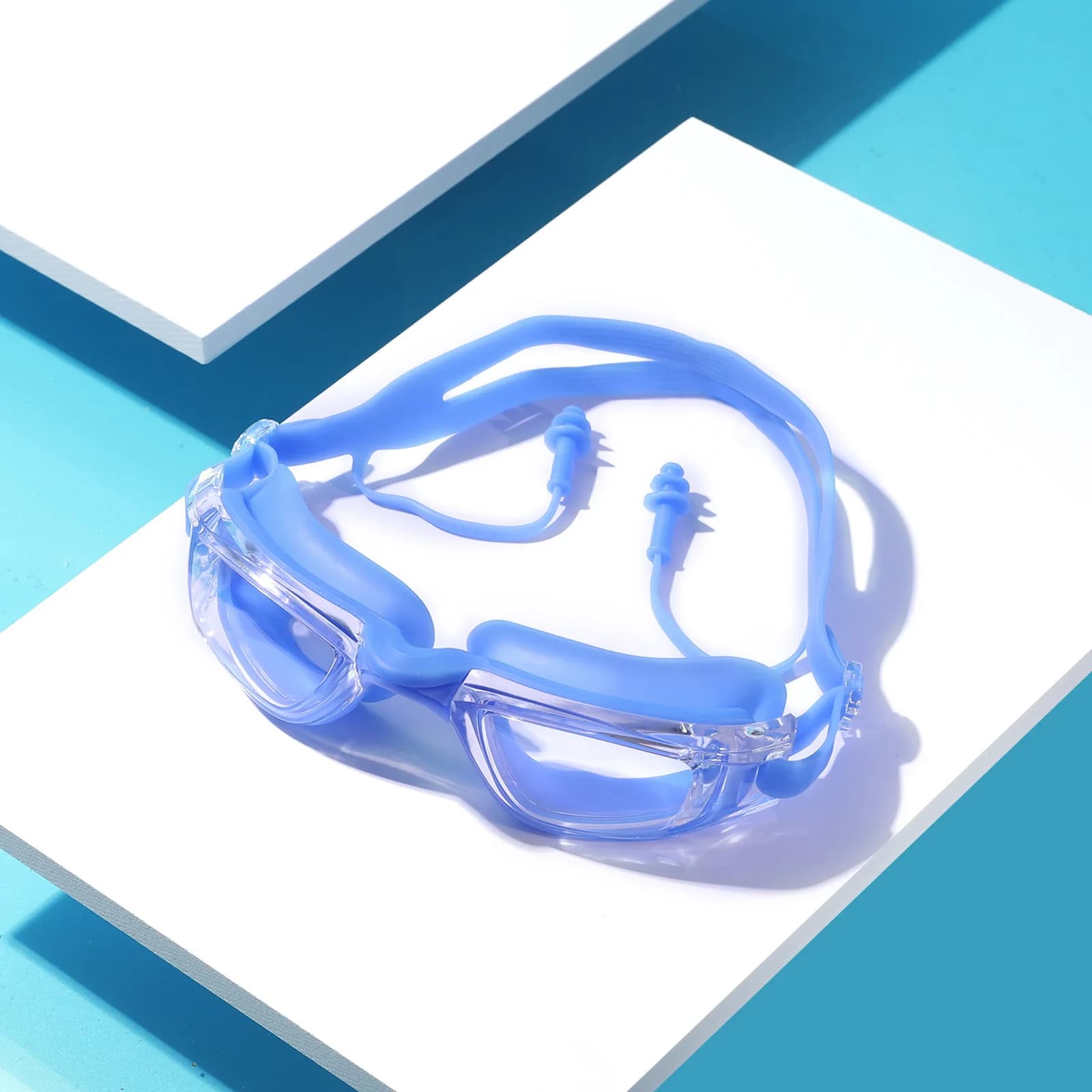 1 pcs Clear Lens Swim Goggles Leak‑Proof With Earplugs