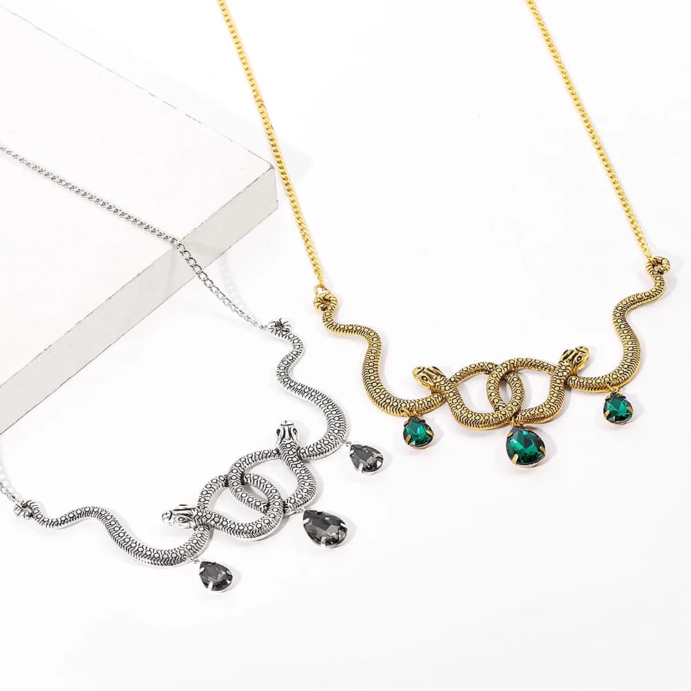 Vintage Snake Personality Necklace Gothic Punk Style Pendant Cosplay Party Jewelry Accessory for Men And Women
