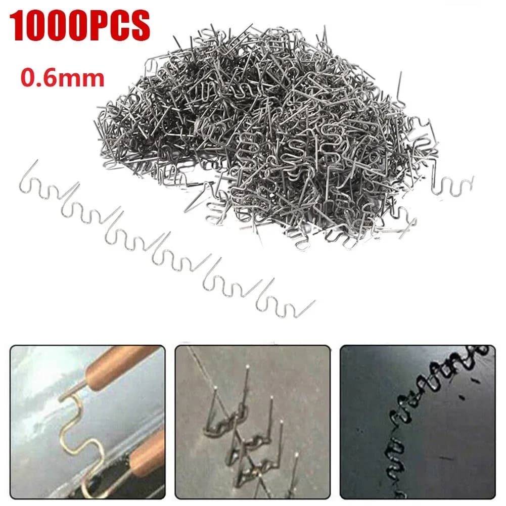 1000 pz 0.6mm Chiodi di Saldatura S Onda Graffette Per Paraurti Auto Carrozzeria Cucitrice In Plastica Kit di Riparazione di Alta Quanlity