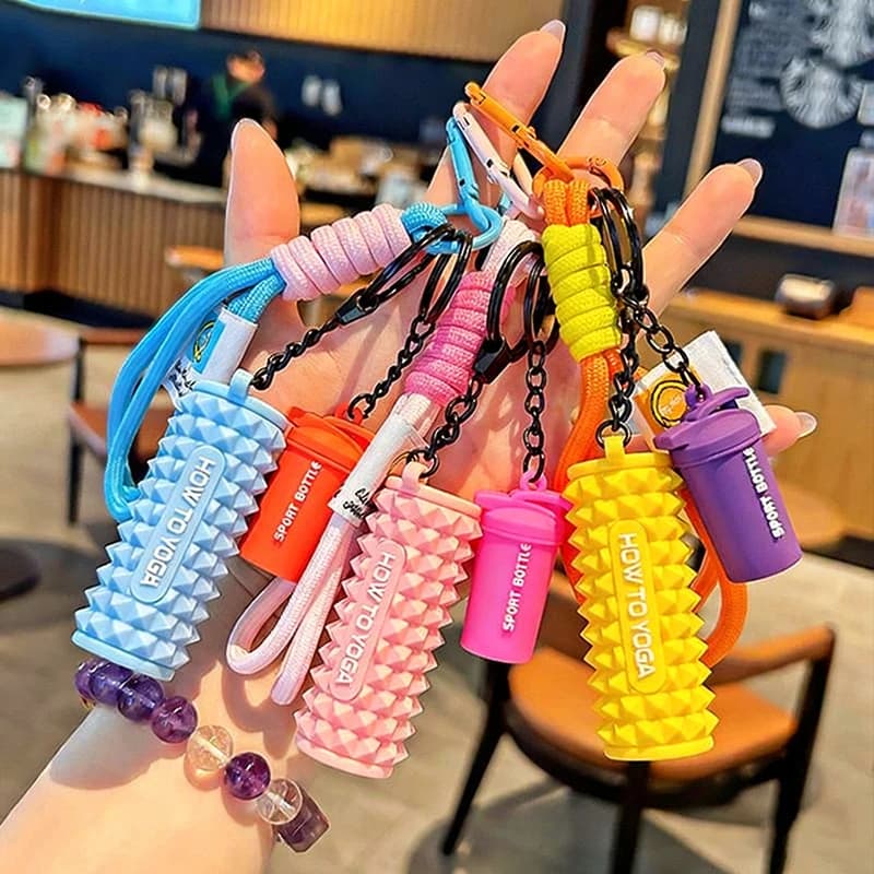 Silicone Keychain for gym, yoga, pendant with handlebars for backpack, bag, bag, kettlebell, fitness keychain, gift for fitness enthusiasts