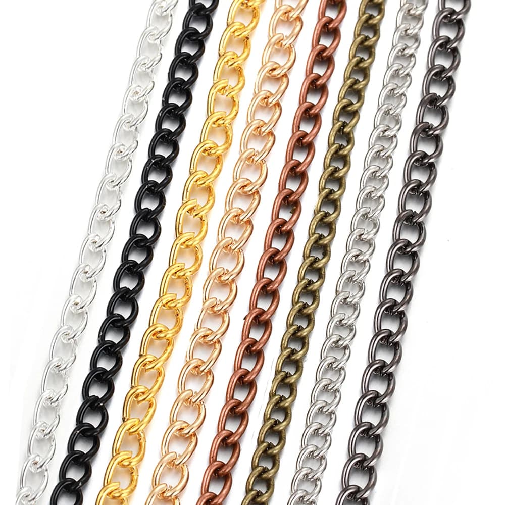 Catene per collane con bracciale da 2 m/lotto 2.5/3.5/4.5mm Catena a maglie placcata argento/oro/nero di fucile/bronzo per accessori per la creazione di gioielli fai da te