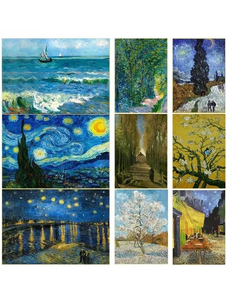 Quadro 5D fai da te con pittura a diamante della famosa Notte alla Caffetteria di Van Gogh, decorazione da parete per soggiorno, idea regalo per la casa.
