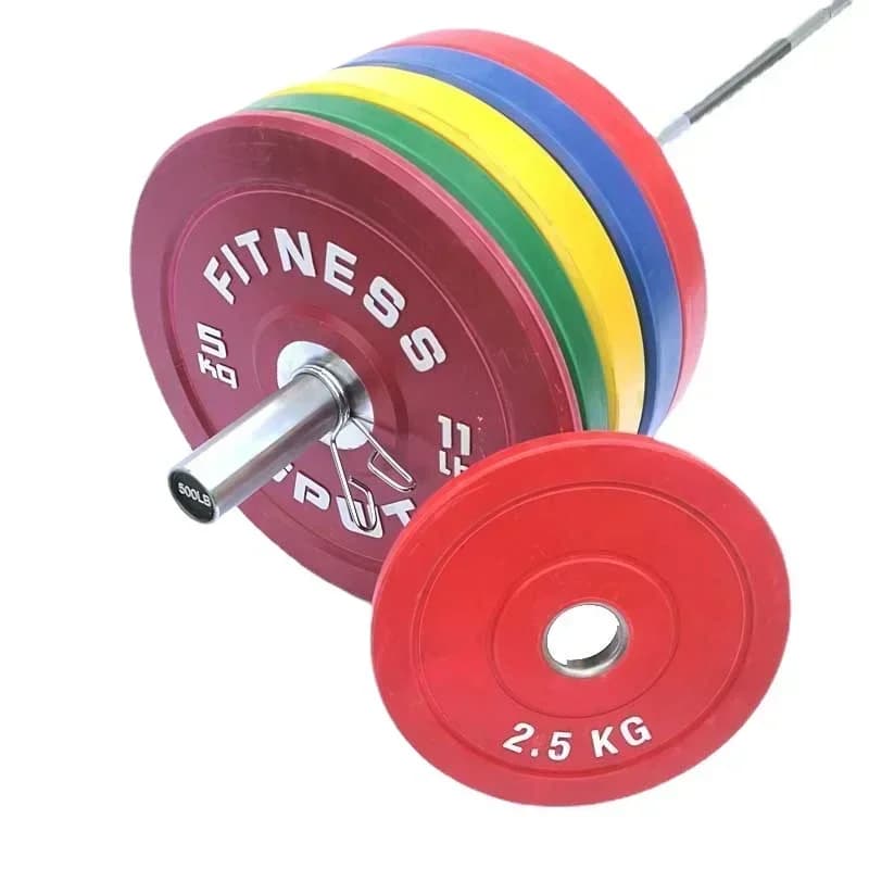 Update new competitive full weight with big hole, fully rubber balancer, gym, 5.5 pounds -55 pounds, weight plate with colored barbell