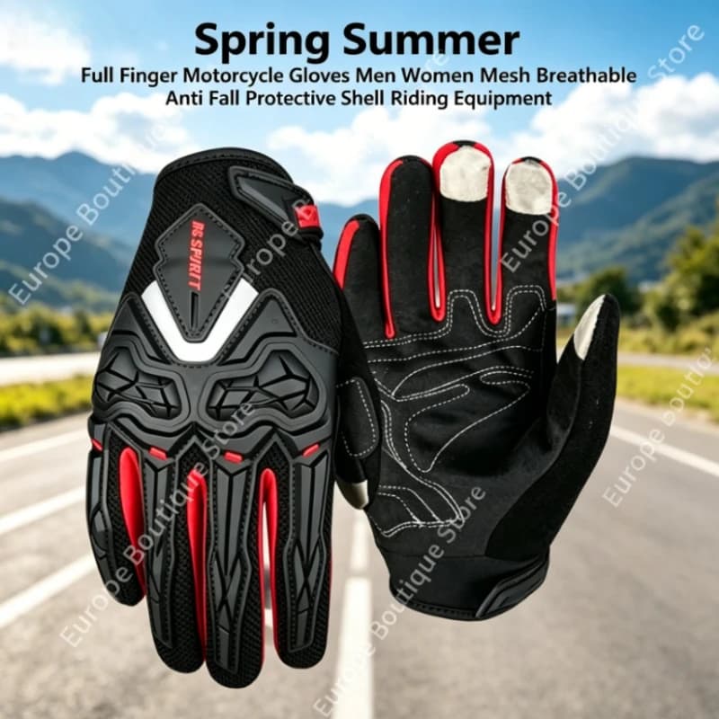 2026 NEW Spring Summer Mesh Breathable Full Finger Gloves Men Women Anti Fall Protective Shell Motorcycle Riding Equipment